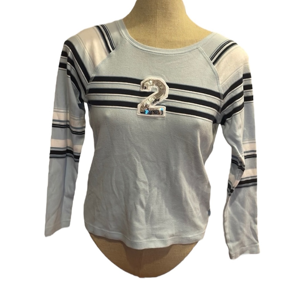 Y2K Limited too top embellished sequins blue long sleeve girls size 16 XL